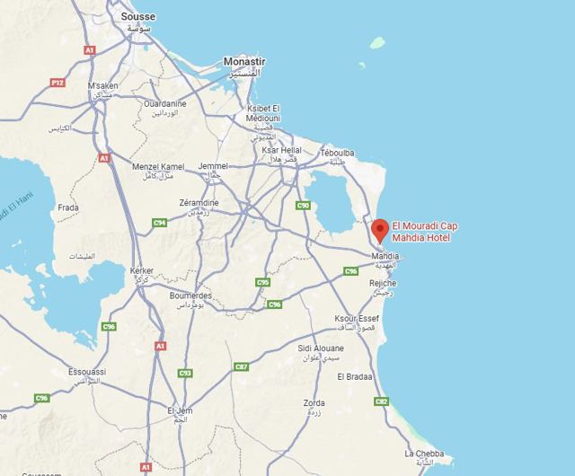 Map showing the location of El Mouradi Cap Mahdia