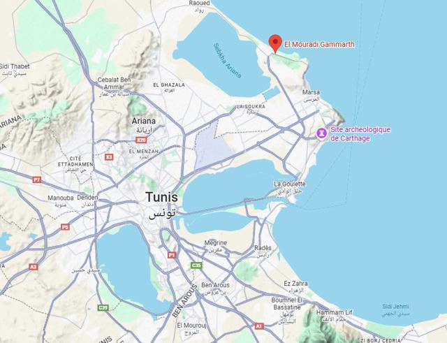 Map showing the location of El Mouradi Gammarth