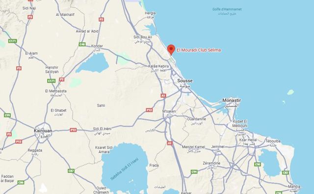 Map showing the location of El Mouradi Club Selima