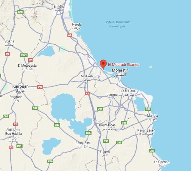 Map showing the location of El Mouradi Skanes